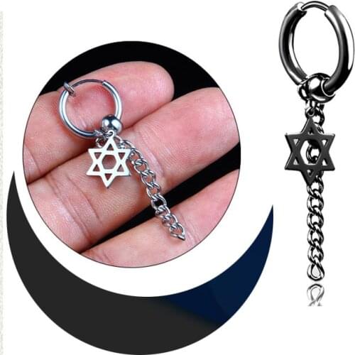 Black Earrings Mens Charms Earrings Stainless Steel Circle Earring Asymmetric Korean Piercing Earring Gifts for Male Accessories