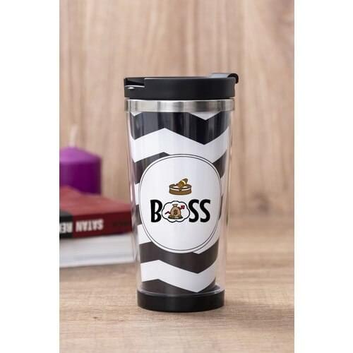 Gift Shop Boss Black Thermos Cup