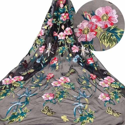 Hot Sale French Mesh Lace Fabric Embroidery Tulle Craft Sewing DIY Banquet Party Wedding Bridal Dress Trimming 5 Yards Wholesale