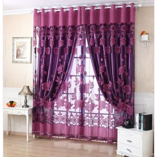 Curtains finished products simple modern pastoral curtain gauze double bedroom living room heat insulation all shading