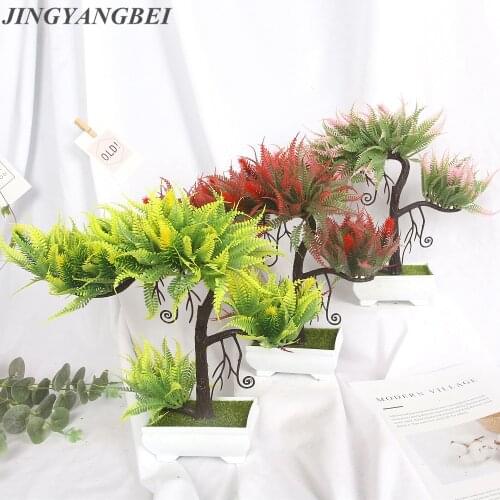 1pc Welcoming Pine Emulate Bonsai Simulation Decorative Artificial Flowers Fake Green Pot Plants Ornaments Home Decor