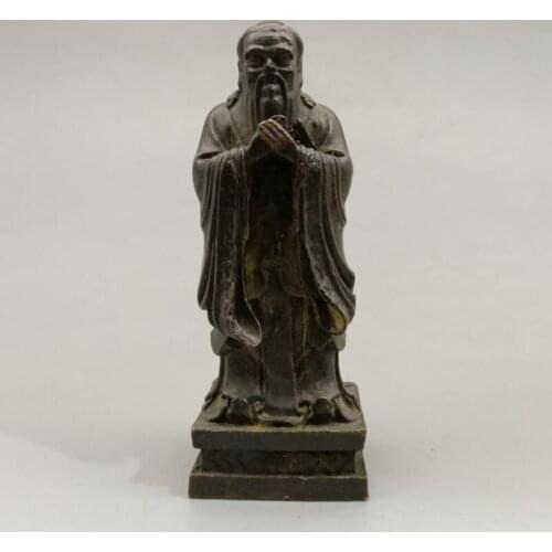 China brass Confucius small crafts statue