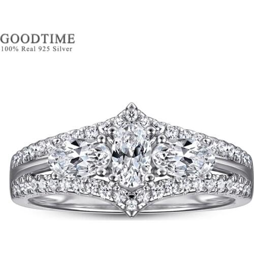 Fashion Women Zircon Ring 925 Sterling Silver Ring Luxury Rhinestone Engagement Wedding Ring Jewelry Accessories For Party