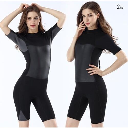 2mm neoprene skin diving suit womens one piece Wetsuit short sleeve swimsuit Scuba spearfishing snorkeling surfing swimwear