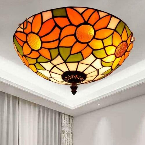 Creative Tiffany Colored Glass Aisle Corridor Yanghua Lobby Bedroom Balcony Glass Ceiling Lamp Taiyanghua Lamp