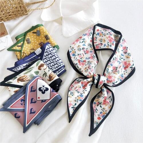 Small Long Silk Scarf Women Spring Autumn Korean Slim Style Small Scarf Korean New Double Sided Ribbon Accessories