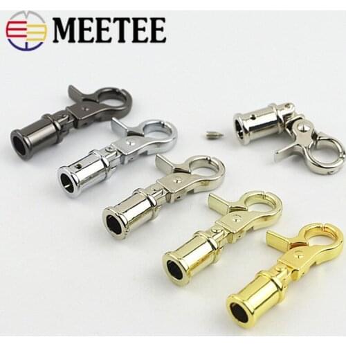 Meetee 5/10Pcs 7X45mm Metal Clamp Handbag Tassel Clasp Hook Connector Bag Hanger Buckle Strap Stopper Cord Lock Screw Buckles