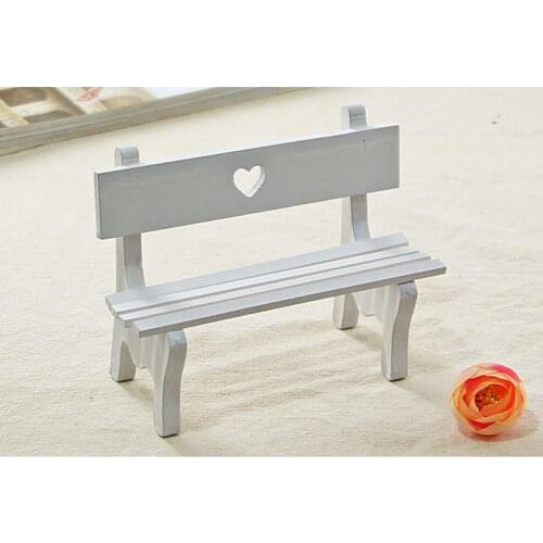 Miniature wooden bench garden furniture decoration accessories for dollhouse
