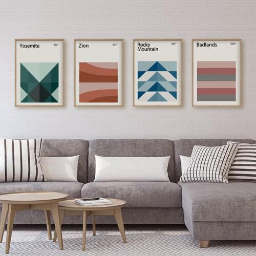 Minimalist Abstract Travel Posters and Prints Badlands Yosemite National Park Canvas Art Decorative Paintings for Home Decor