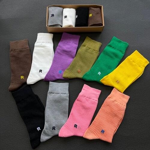 4 Pairs/Box Fashion Men and Women Personality Socks Colorful Crew Male Tide Street Europe Hip Hop Match Tidal Youth Socks New