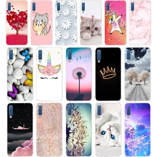 A soft silicone Case For Samsung Galaxy A5 A8 2018 Phone Cover Colorful Printing Back Cover For Samsung A7 2018 A750F 6.0 Inch
