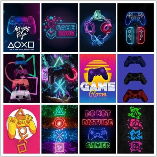 Diy 5D Diamond Painting Game Playstation Switch Full Square Drill Cross Stitch Game Handle Rhinestone Embroidery Game Room Decor