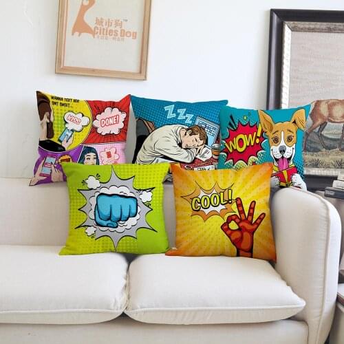 Character Pop art Cartoon cushion cover Pillow linen illustration Works Home sofa Decoration cushions covers Pillowcase