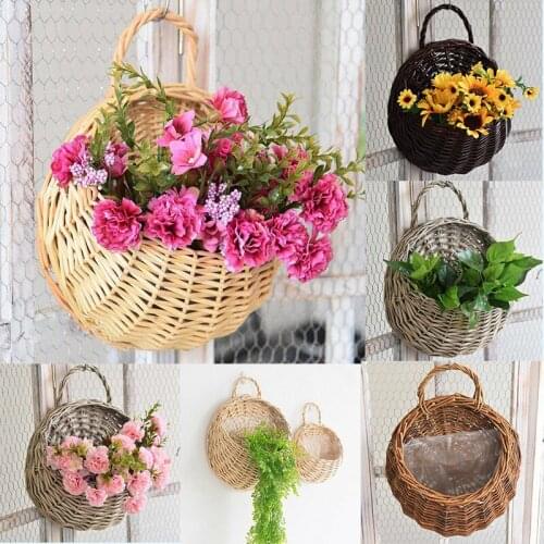 Hanging Flower Pot Planter Plant Basket Home Rattan Wicker Wall Hanging Handmade