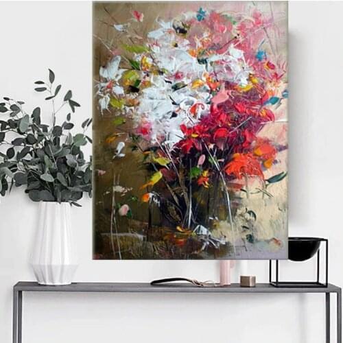 Handmade high quality thick knife abstract oil painting Red petals on Canvas Painting Picture Decor Oil Painting artwork