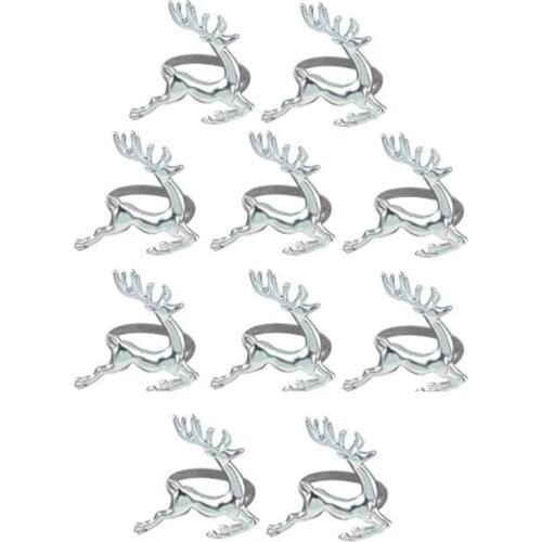 10Pcs Silver Deer Meal Buckle Room Restaurant Hotel Western Deer Napkin Ring Paper Towel Ring-ABUX