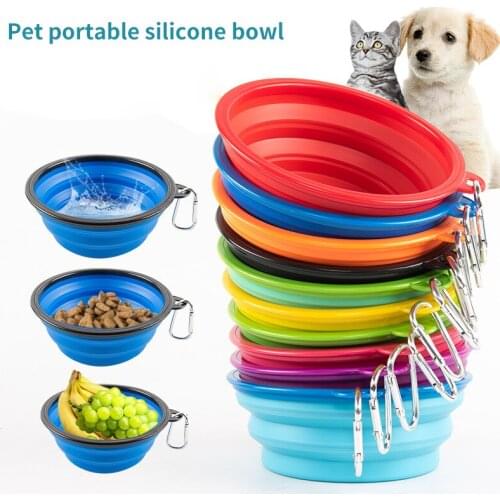 350ML Pet Supplies Silicone Folding Bowl Portable Pet Feeder Outdoor Travel Dog Bowl Outdoor Drinking Water Dog Food Bowl