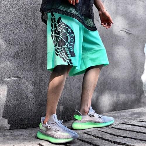 Reflective Two-sided Print Hip Hop Summer Cargo Shorts Men Streetwear Loose Crochet Casual Short Pants Sport Basketball Trousers