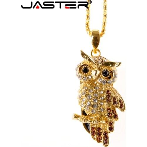 JASTER pen drive metal keychain 64GB 32gb 16gb 8gb 4gb Crystal owl usb flash drive pendrive waterproof usb stick Hot