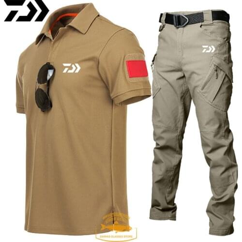 Daiwa Military Tactical Uniform T-shirts Pants Suits Combat Army Sport Sets Outdoor Fishing Hunting Airsoft Shooting Uniforms