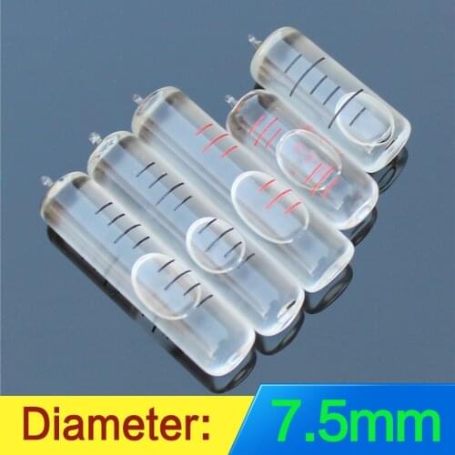 High precision military glass horizontal bubble Tubular spirit level High borosilicate level bubble Diameter 7.5mm