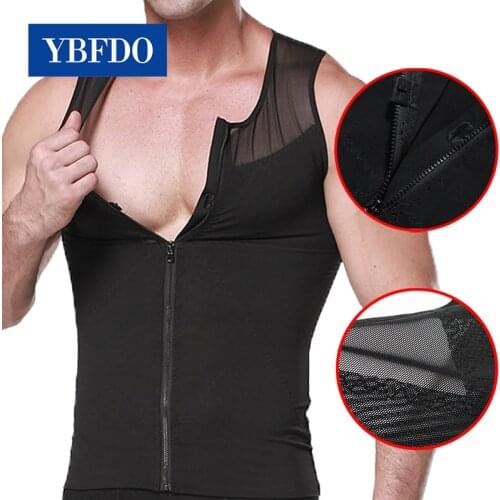 YBFDO New High-elastic and Breathable Mens Mesh Chain Shapewear thin-Breasted adjustable Corset Abdomen Slim Waist Chest Vest