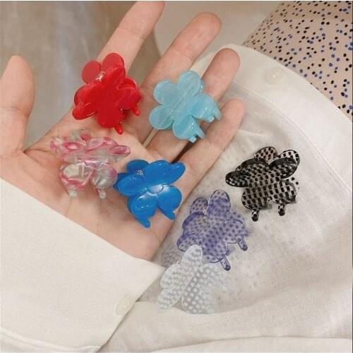 New Ins Acrylic Mini Flower Hair Claw Clip Colorful Geometric Clawclip Small Floral Clamps Grab Women Korean Hair Accessories