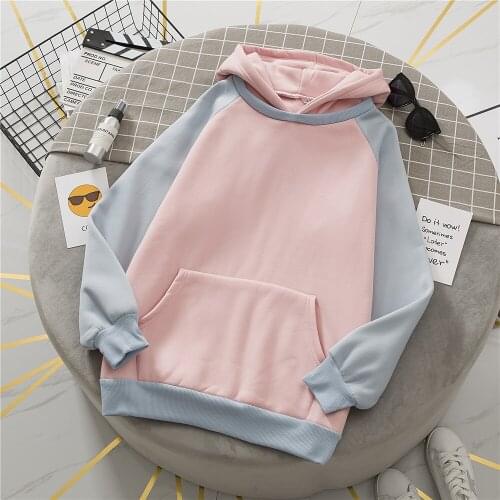 Oversize Patchwork Women Hoodies Sweatshirts Harajuku Womens Hip Hop Solid Pullover Streetwear Clothes Colorblock Hoody Jumper