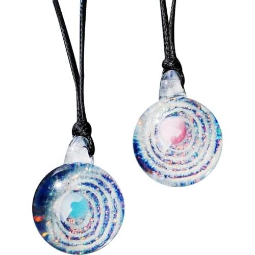 Women Stylish Round Resin Starry Sky Dangle Clavicle Necklace Party Jewelry Gift