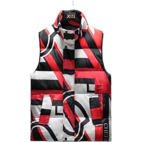 Vest，Mens Vest，New Autumn/Winter Clothing, Printing, Stand Collar, Zipper Door Guard, Pocket Decoration, Casual Cotton Products