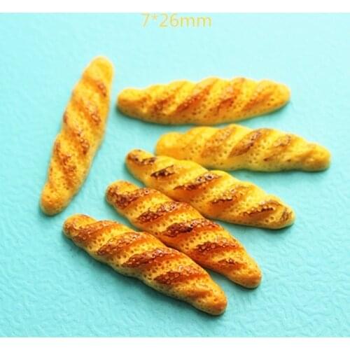 10PCS Resin Artificial Miniature Simulation Food Bread FlatBack Cabochon DIY Embellishment Scrapbooking Decoration,7*26mm
