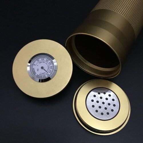 Holder 2pcs Portable Cigar Tube Box Metal Hygrometer Container Storage Portable Humidor Smoking Travel Accessories Mens Gadget