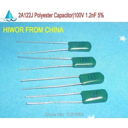 200pcs/lot) DIP 2A122J Polyester Film Capacitors, 100V 1.2nF 122J 1200pF Through Hole, TOL:5