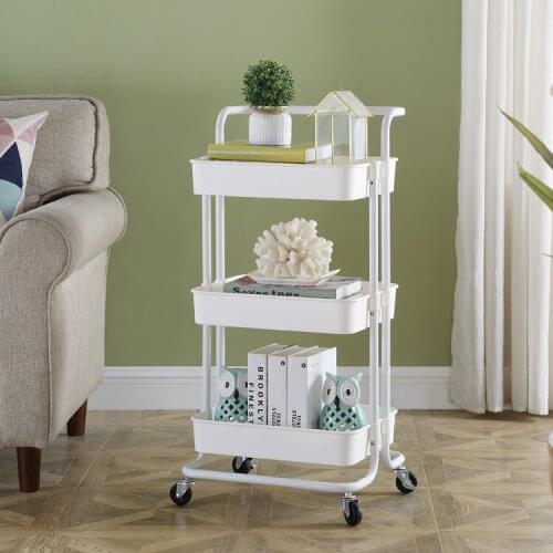 3 Tier Storage Organizer Rack Movable Kitchen Bathroom Shelf Metal Rolling Trolley Cart Basket Stand Wheels Save Space Holder