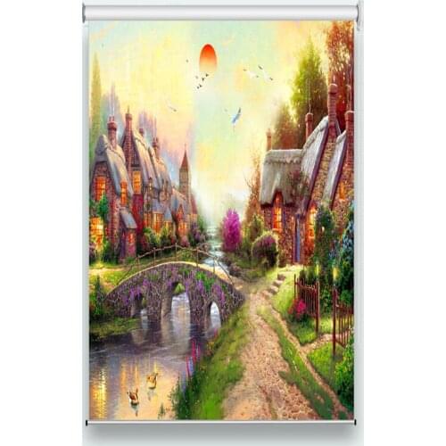 European style 3D roller blinds castle roller shutters for window Living room modern roller blinds for bedroom decoration