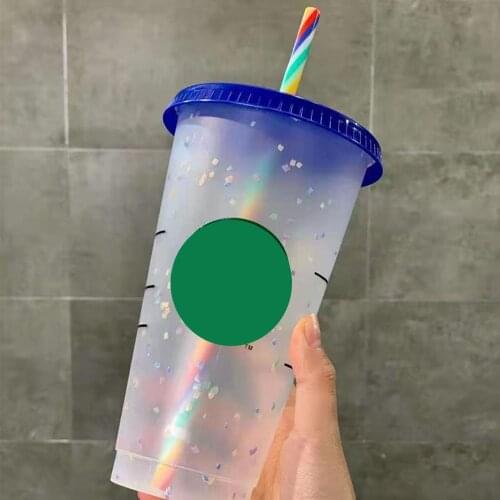 710ml Reusable Color Mug Change Flash Coffee Cups Plastic Tumbler With Lid Plastic Cup With Logo Coffee mug For Coffee shop