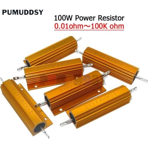 50W 100W Aluminum Power Metal Case Wirewound Resistor 0.01R ~ 100K 1 6 8 10 20 200 500 1K 10K Ohm Resistance RX24 PUMUDDSY