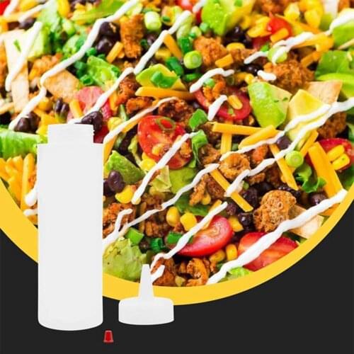 BBQ Ketchup Sauce Dispenser Bottles Olive Oil Dispensing Jar Bottle Plastic White Tools Safe Mayonnaise with Cap Squeeze Ki W0H4