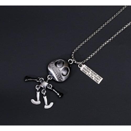 Cute Alien Skull Shape Pendant Women Men Trendy Hip Hop Robot Necklace High Quality Titanium Steel Clavicle Chain Gift Accessory