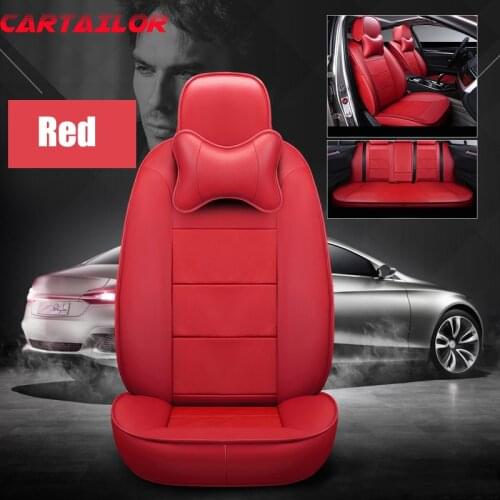 CARTAILOR Cowhide Leather Seat Covers Cars Styling for Jeep Patriot Car Seat Cover Set Front & Rear Seats Supports Protector Red