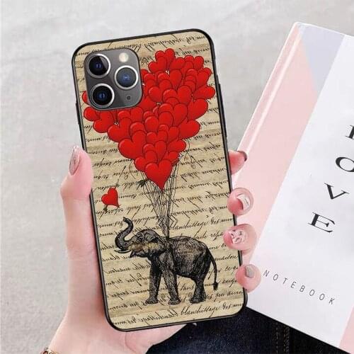 Elephant and heart shaped balloon soft TPU border phone case for iphone 11PRO MAX 11 X XS XR XSMAX 6 plus 7 7plus 8 8plus cover