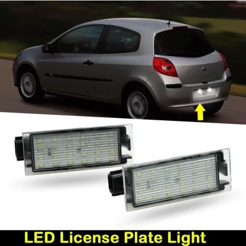 For Renault Clio Twingo Megane Laguna Vel Satis Master Flence Opel Movano Fortwo Smart 453 White LED License Numbe Plate Light