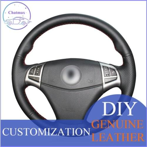 For Ssangyong Korando 2011-2014 Custom Made DIY Anti Slip DIY Black Leather Car Steering Wheel Cover anti-slip all season