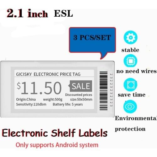 3pcs 2.1'' Gicisky Electronic Price Tag BluetoothTFT Display Screen Digital Price Shelf Tag Replacement Easy Refresh Information