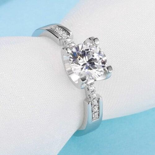 Classic 100% 925 Sterling Silver Created 1 Carat D Color Moissanite Wedding Rings For Women Elegant Anniversary Fine Jewelry