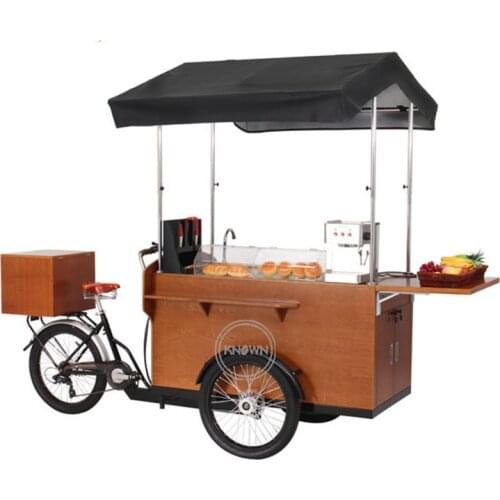 Classic Simple Coffee Tricycle Electric Movable Three Wheel Mobile Bicycle Adult Customizable Cargo Bike for Sale