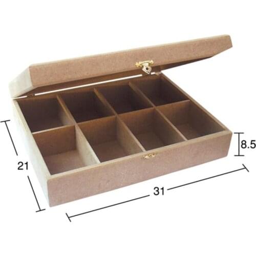 KU243 8 Compartment Sewing Box, Can Be Painted Mdf Box