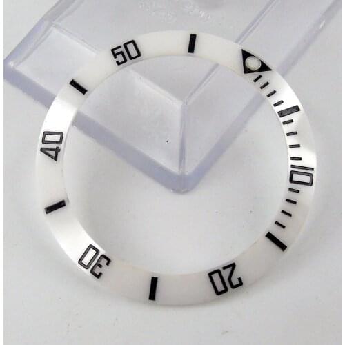 Round 38mm white Alloy Watch Bezel Insert Luminous Dot Fit 40mm Watch Case