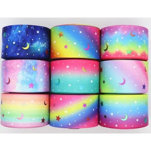 5 Yards 1.5" 38MM Glow In The Dark Rainbow Printed Grosgrain Ribbon For Hair Bows DIY Crafts Handmade Accessories M19091602