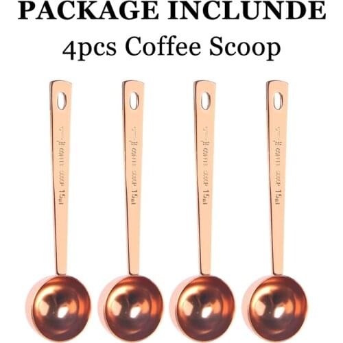 Hot-4 Pcs Coffee Scoop Stainless Steel Coffee Measuring Spoon Tea Scoop 1 Table Spoon for Coffee Tea Flour Sugar,Rose Gold